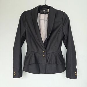 H&M Elegant Black Blazer with Gold Button Accents